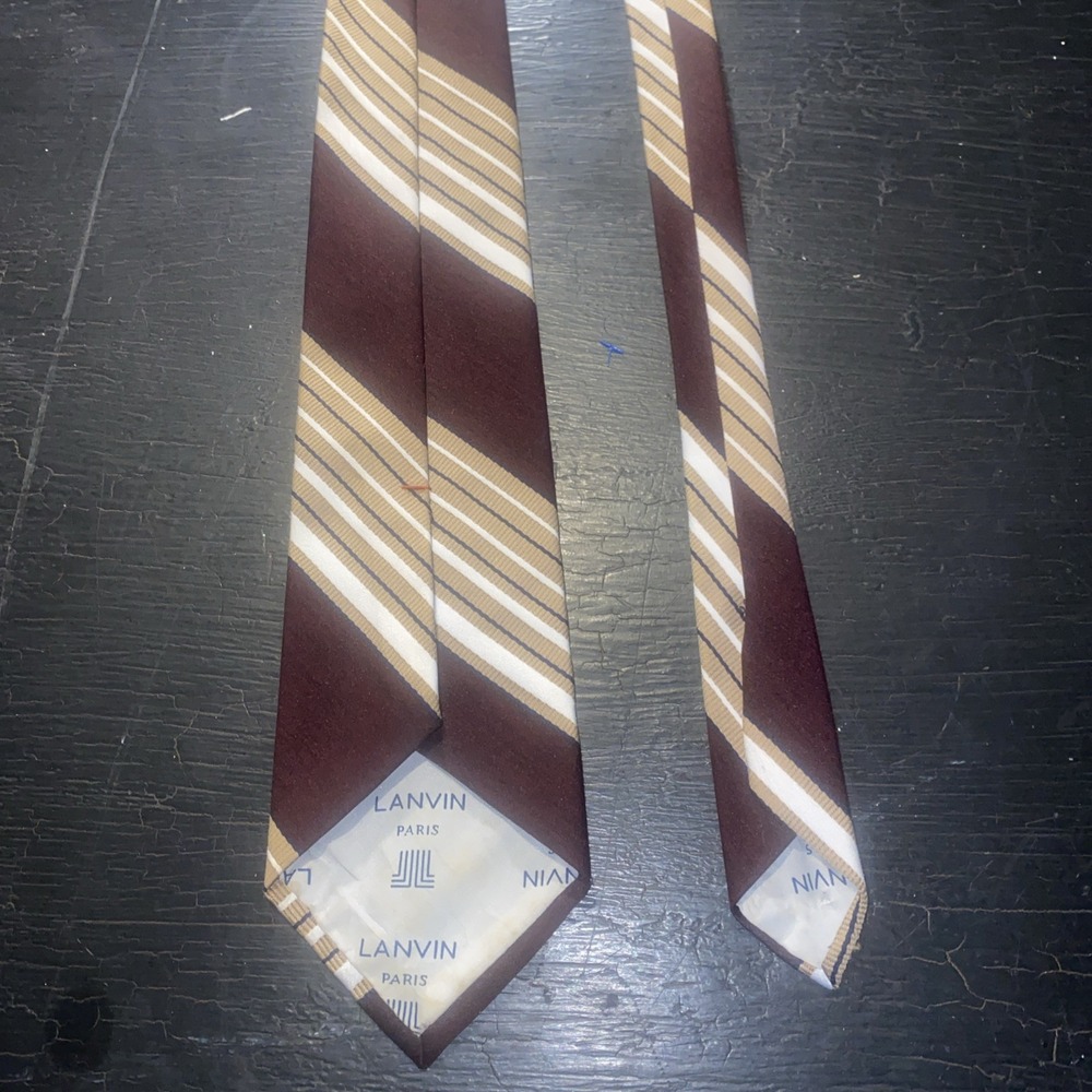 Vintage Lanvin Tie Brown With Stripes Paris-New York